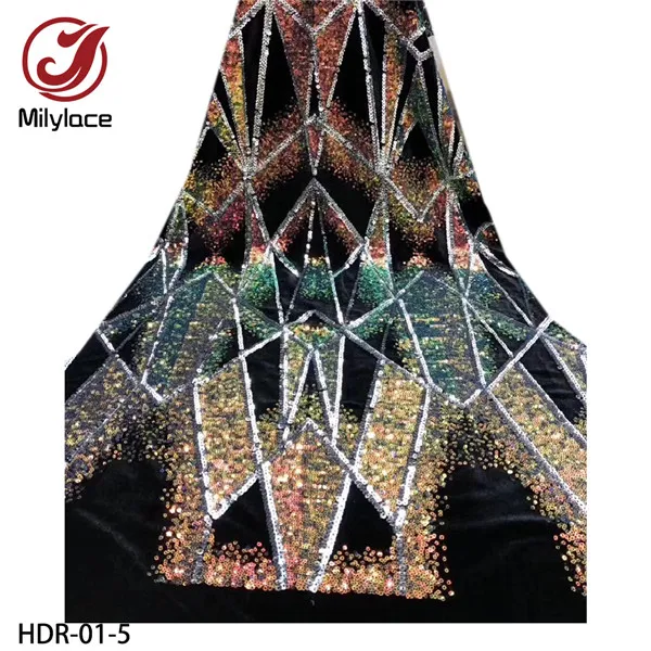color 5 Milylace нигерийская бархатная ткань с блестками высокого качества смешанные цвета блестки Бархатная Ткань 5 ярдов для вечерних платьев HDR-01 - Цвет: color 5