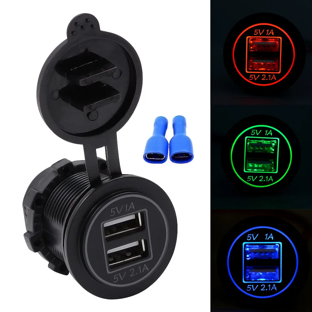 

Car Power Charger Cigarette Lighter Adapter Socket Splitter 2.1A/1A Dual USB Car Charger Power Adapter For Phone