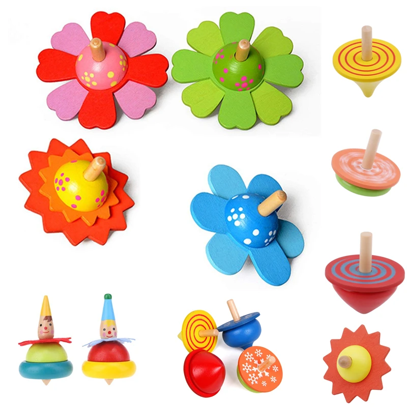 

Spinning Top Children Classic Toys Flower Wooden Spinning Top Traditional Intelligence Development Educational Wooden Kid Toy
