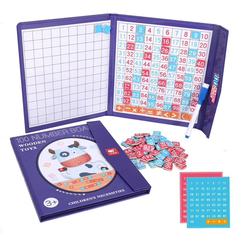 Montessori Magnetic Number Book Math Toy Count Board Games Arithmetic Learning Teaching Aid Early Educational Toy 1-100 For Kids educational toys board games math toys magnetic toys learning puzzle toys teaching aids toys learning board toy