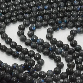 

Natural Dark Sheen Labradorite with Strong Blue Flash Loose Round Beads 8mm