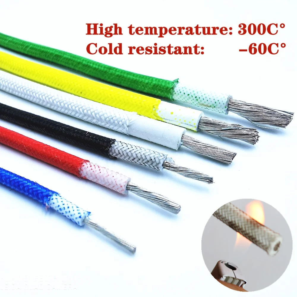 Термостойкий 300 °C Плетеный высокотемпературный силиконовый провод и кабель 0,3 мм 0,5 мм 0,75 мм 1,0 мм 1,5 мм 2,5 мм 4 мм 6 мм
