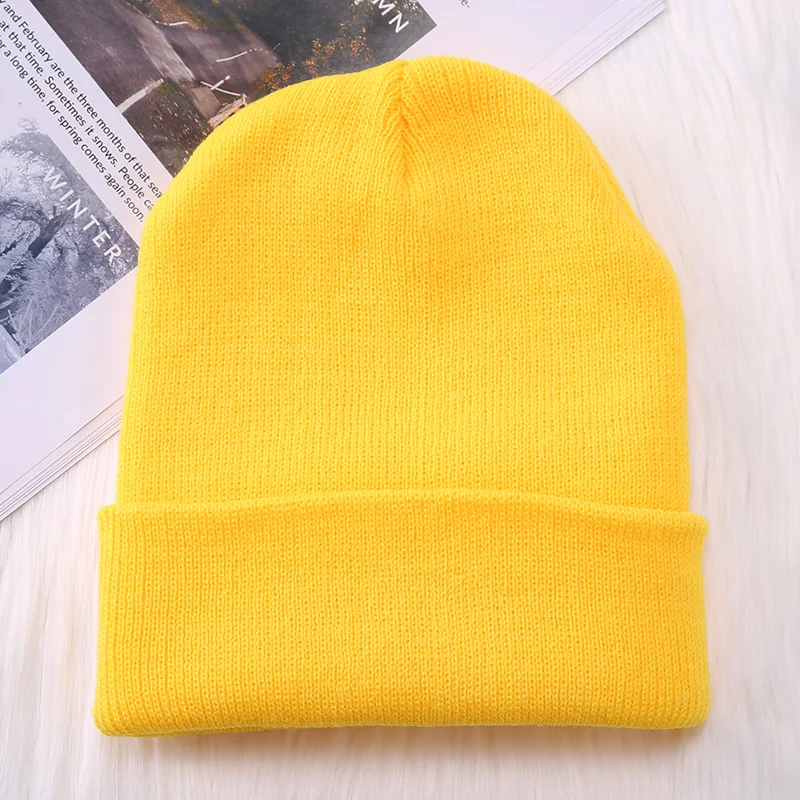 Skullies/женская вязаная зимняя теплая шапка для отдыха в Корейском стиле, яркие цвета, женские шапки Harjauku, модные мягкие шапки, шикарные - Цвет: 1