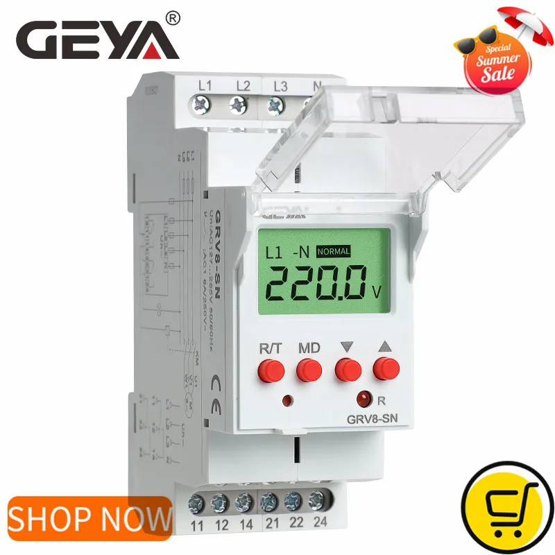 GEYA GRV8-S 3-фазный цифровой Дисплей Напряжение реле 8A 2SPDT контроля | Реле -4000184398641