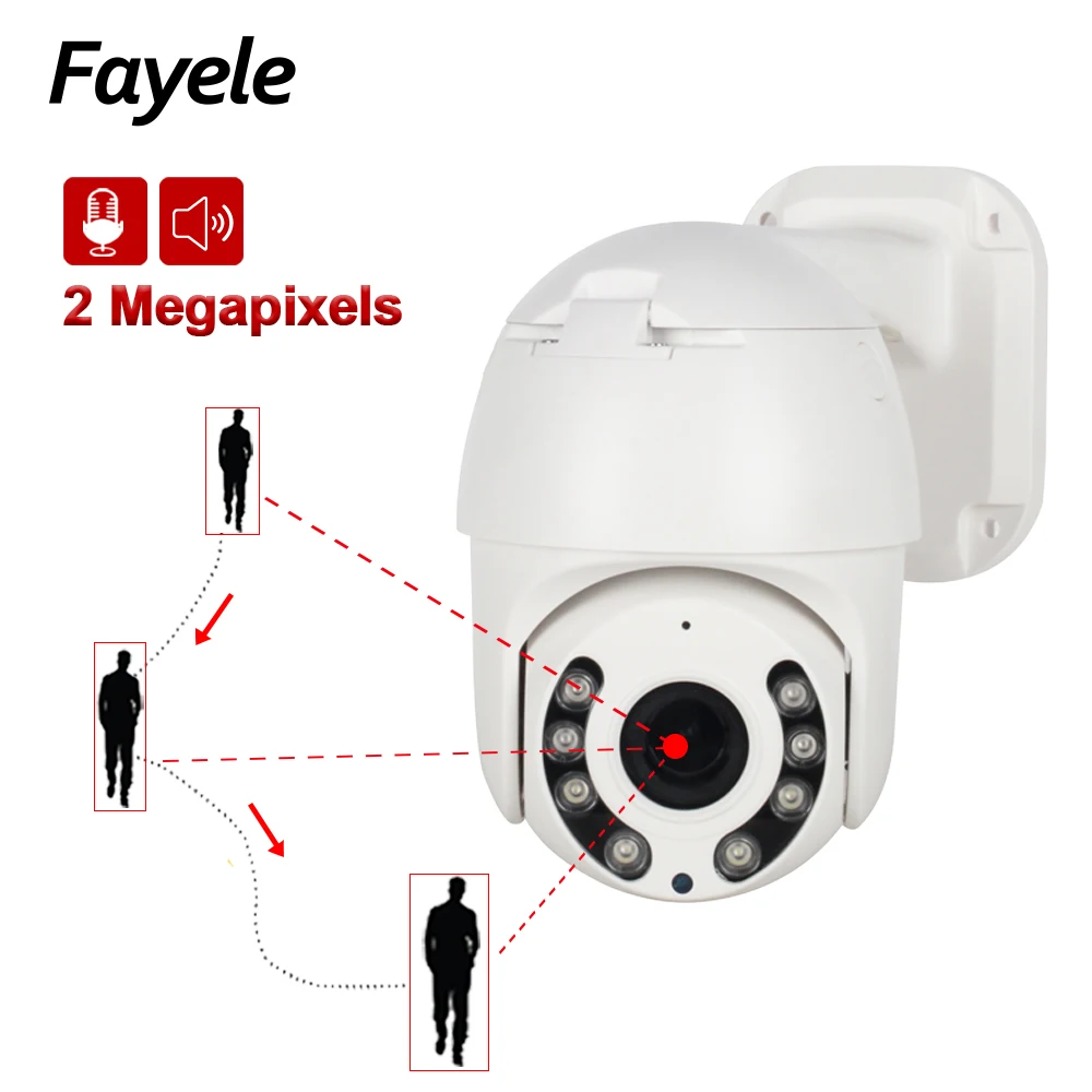 

Super Mini 2.5 Inch Speed Dome IP Camera 1080P Auto Tracking Outdoor PTZ Camera Color Night Two Way Audio Motion Detection ONVIF