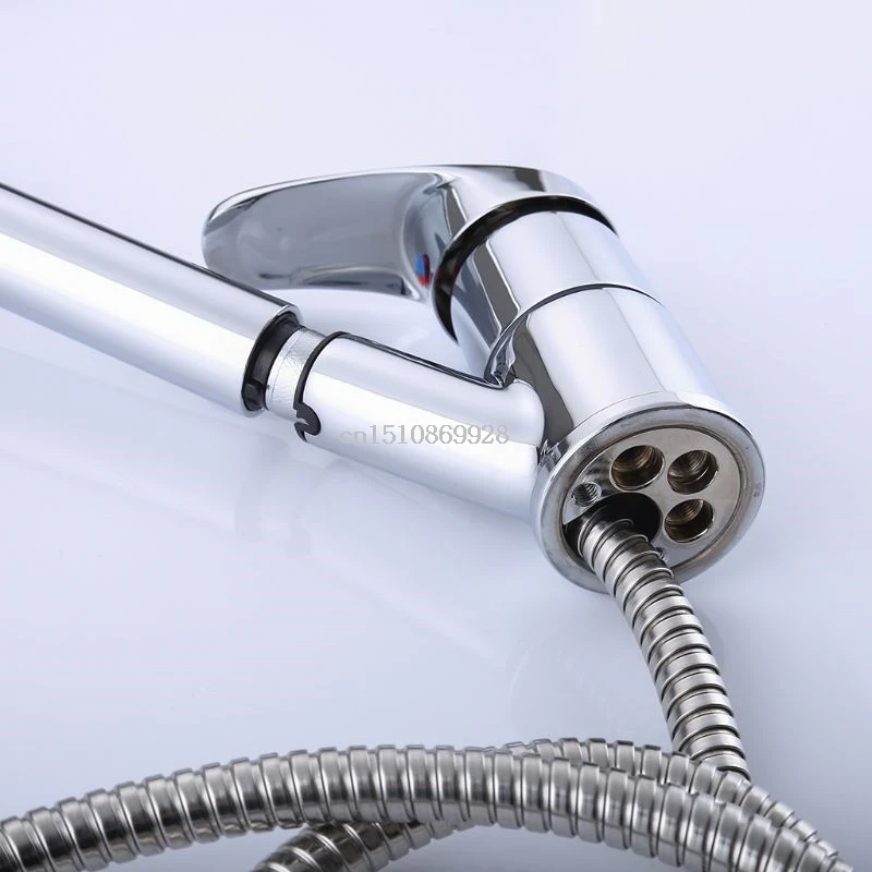  Kitchen Tap Single Handle 360 Degree Swivel Rotation Pull Out Sink Water Saving Hot Cold Mixer Bath - 4000233728024