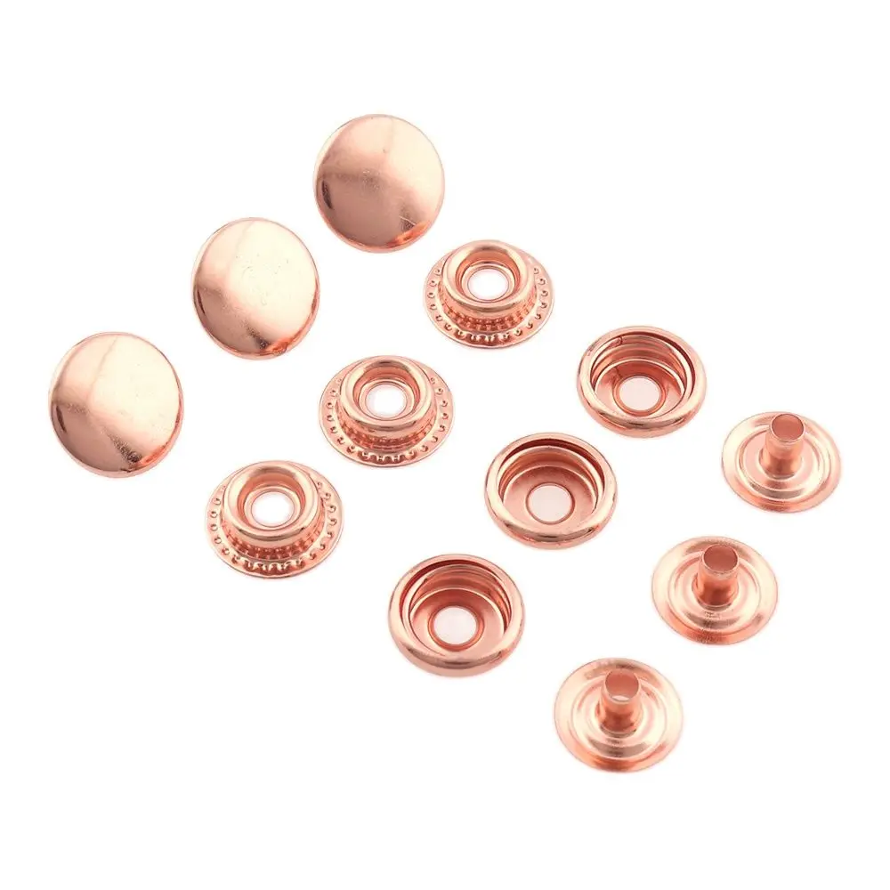 30sets 15mm Metal Press Studs Sewing Button Snap Fasteners Rose gold Sewing Leather Craft Bags Garment Handmade DIY Accessories 2