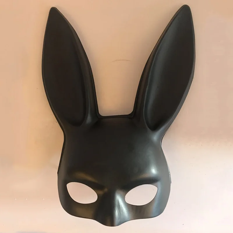 Halloween Black Women Girl Sexy Rabbit Ears Mask Cute Bunny Long Ears Bondage Mask Halloween Masquerade Party Cosplay Costu