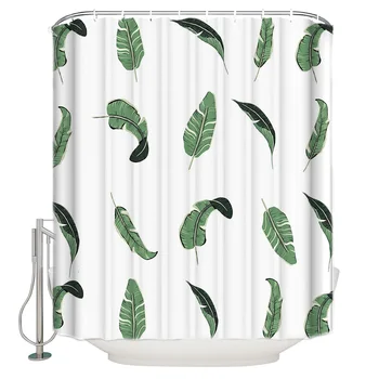

Summer Green Tropical Plant Banana Leaf Modern Waterproof Bathroom Shower Curtain With Hook Accessory Bathroom Accessories
