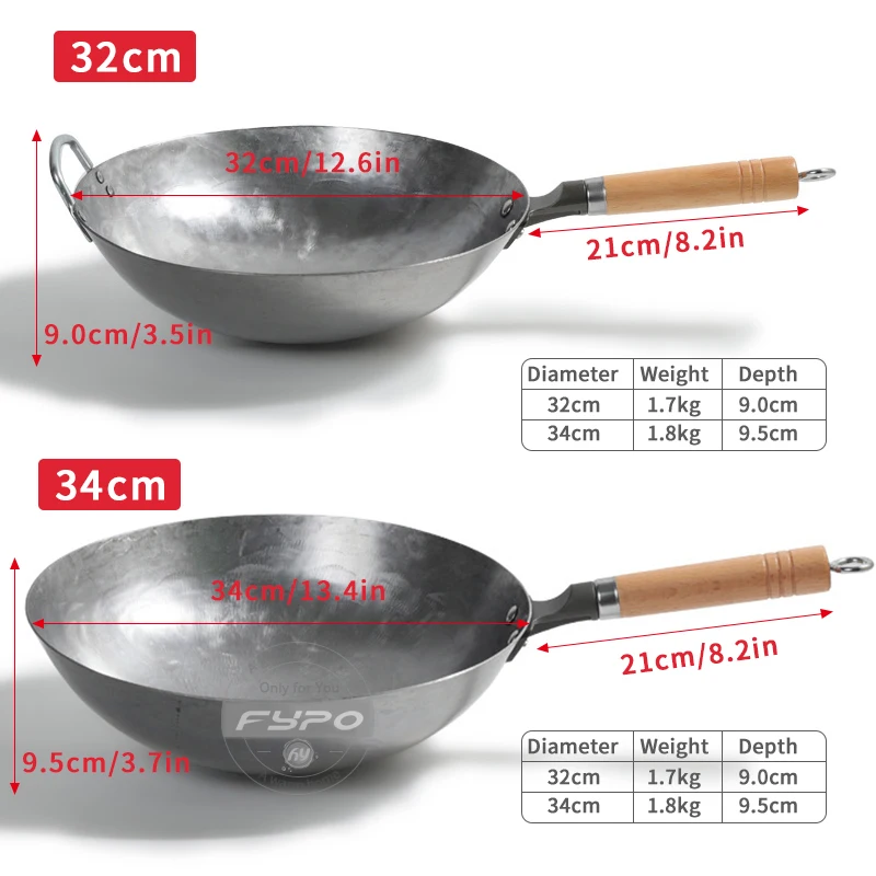 21cm Non-stick Iron Pan Traditional Iron Wok Carbon Steel Wok Pan