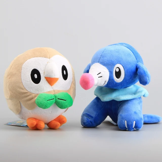 2 Pcs/Set Pokemon Rowlet&Popplio Plush Toy Cartoon Stuffed Dolls 20cm Kawaii Kid Gift