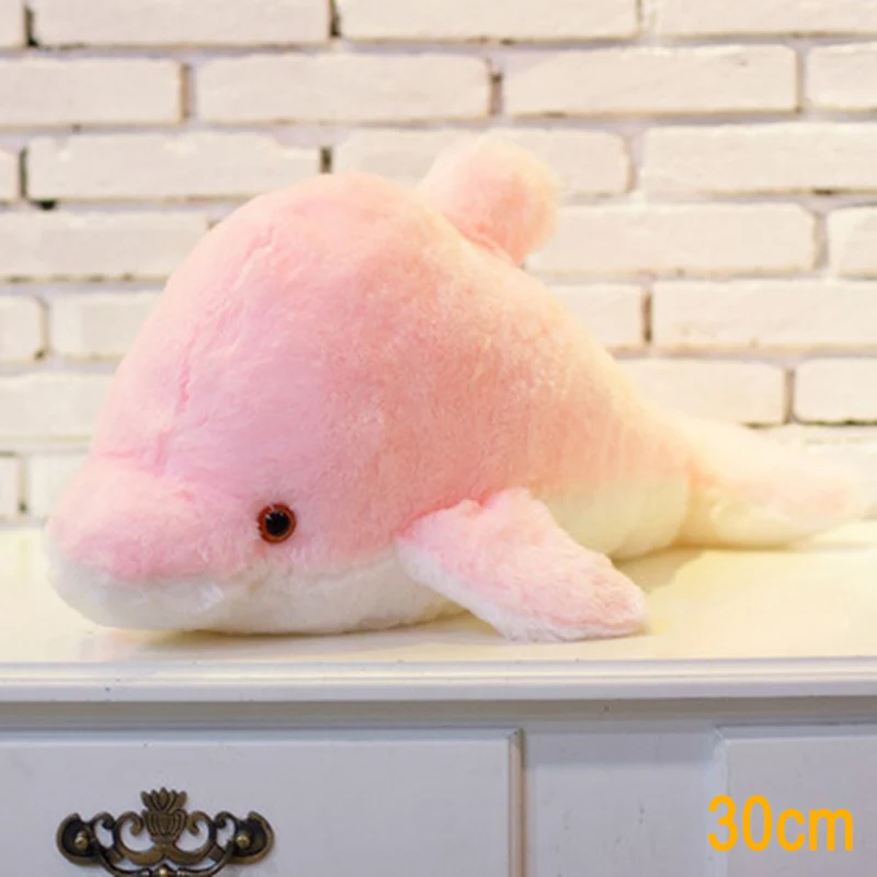 Pink Светодиодный чучело дельфина животные милые светящиеся дельфины плюшевые игрушки цветной ночник подушка для женщин дети Oreiller de dauphin RT99 - Цвет: Pink