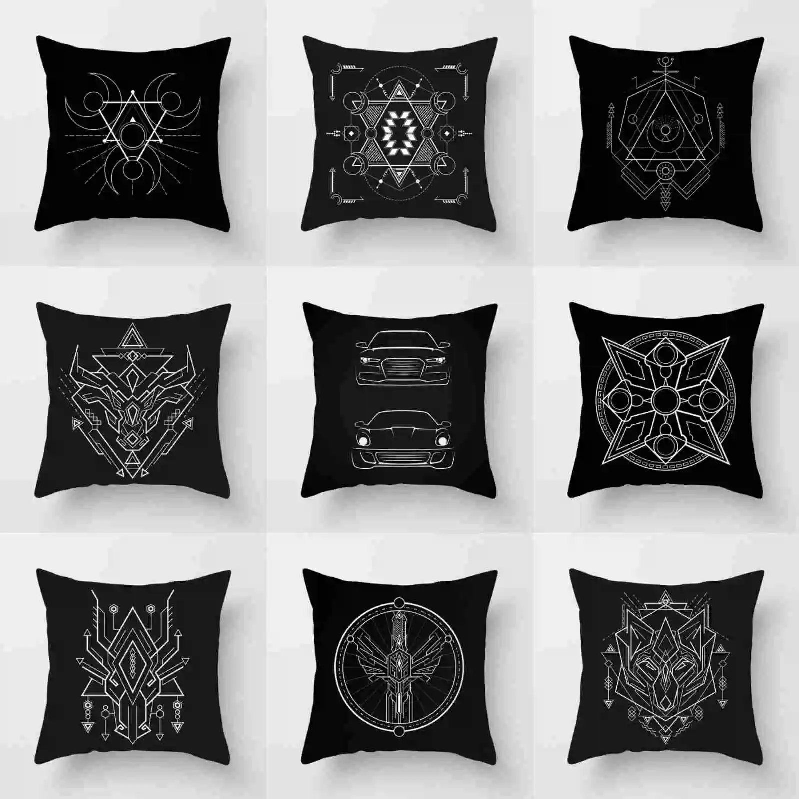 

Black Polyester 18'' Decor Home Cushion Cover Pillow Case Sofa Throw Waist