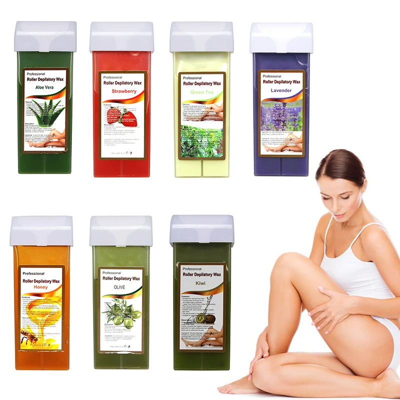 

Depilatory Wax Cartridge Hair Removal Cream Beeswax 5 Flavor Strawberry Rose Chocolate Honey Roll-On Wax All Types Skin TSLM2