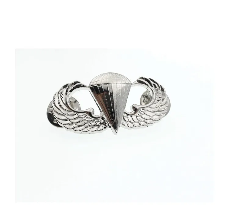 US ARMY AIRBORNE PARATROOPER PARACHUTIST JUMP WINGS BADGE INSIGNIA PIN Silver