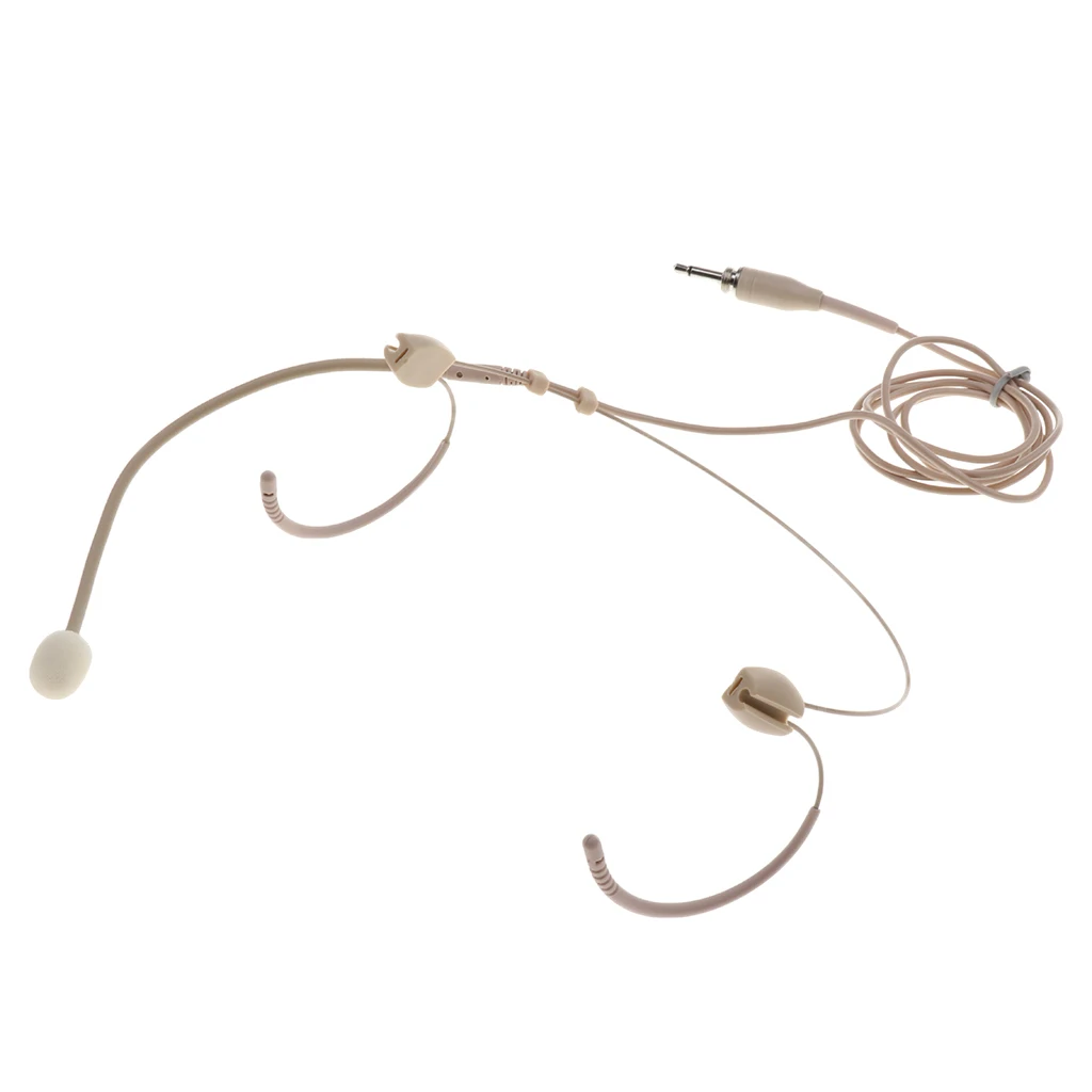 

Durable Beige 3.5mm Plug Ear Hook Unidirectional Microphone Headset Speaker Mic For Meeting Speech Accessory