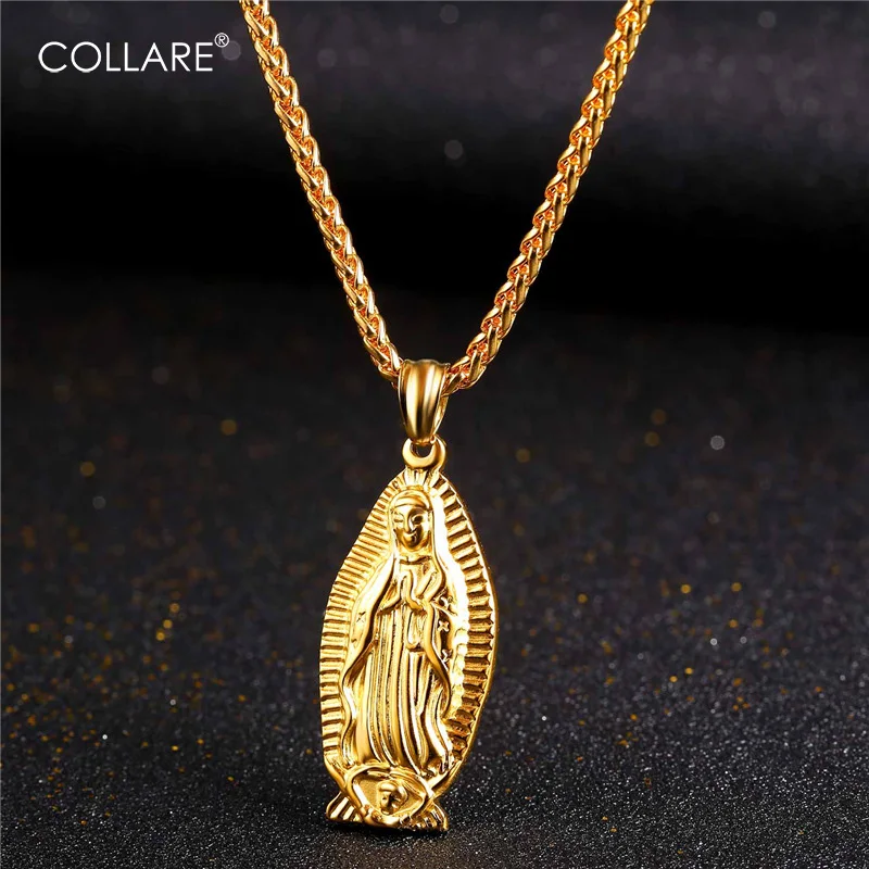 Collare Virgin Mary Pendants Men Black 