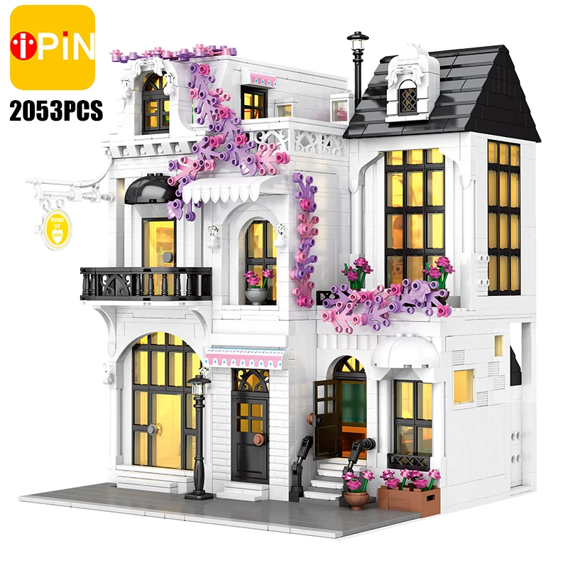 cardboard stacking blocks Modern Coffee Shop Model City Architecture Street View Building Blocks Cafe Construction Set Moc Bricks DIY Assembled Toys Gifts wooden building blocks Blocks