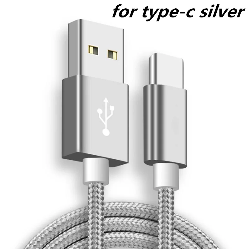 Нейлон Тип usb C зарядный кабель для синхронизации данных и быстрой зарядки 1,5 м Micro USB 8 Pin кабель в оплетке для huawei samsung Xiaomi Iphone - Цвет: for typec silver
