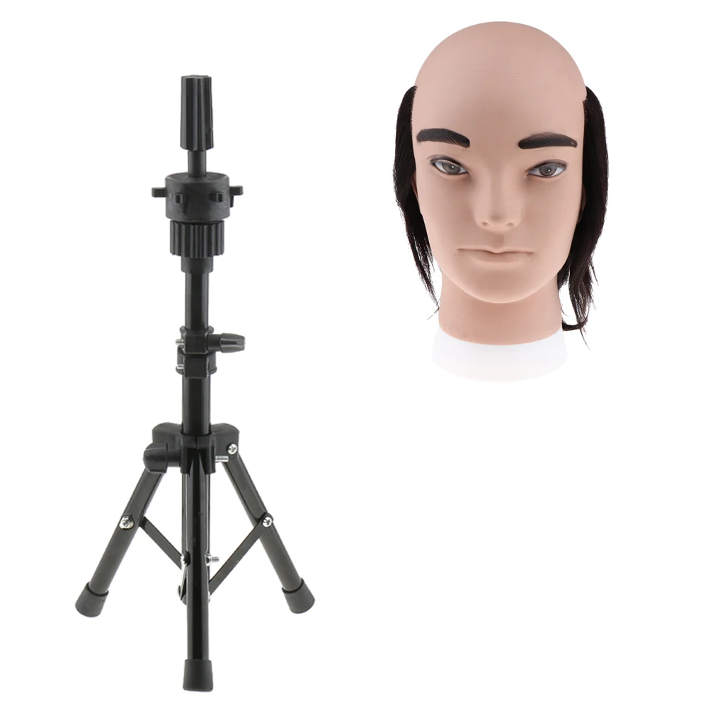 8’’ Black Mannequin Head Human Hair Hairdressing Mannikin Head+Tripod Holder 8’’ Black Mannequin Head Human Hair Hairdressing Mannikin Head+Tripod Holder