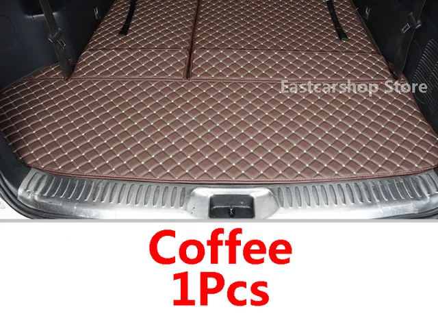 For Toyota Highlander XU70 Kluger 2021 2022 Car All Surrounded Leather Rear Trunk Mat Cargo Boot Liner Tray Rear Boot Luggage Coffee 1Pcs