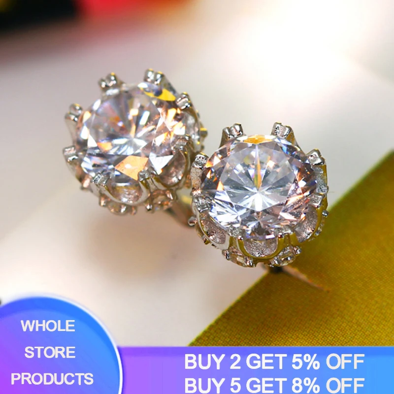 

Luxury New 2020 Stud Earrings With Certificate 925 Silver Crystal Zircon Wedding Earrings For Women Female Brincos oorbellen