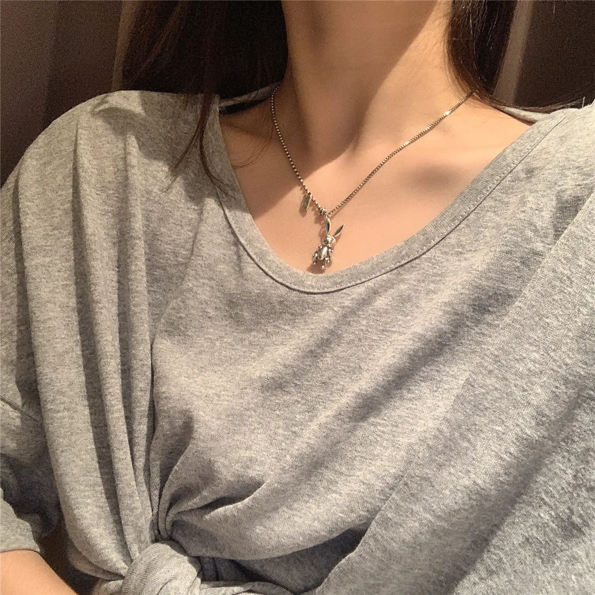 

Online Celebrity Necklace Women's Fashion INS Normcore Style Rabbit Pendant Choker Retro Hip Hop Accessories Hanging Ornaments F