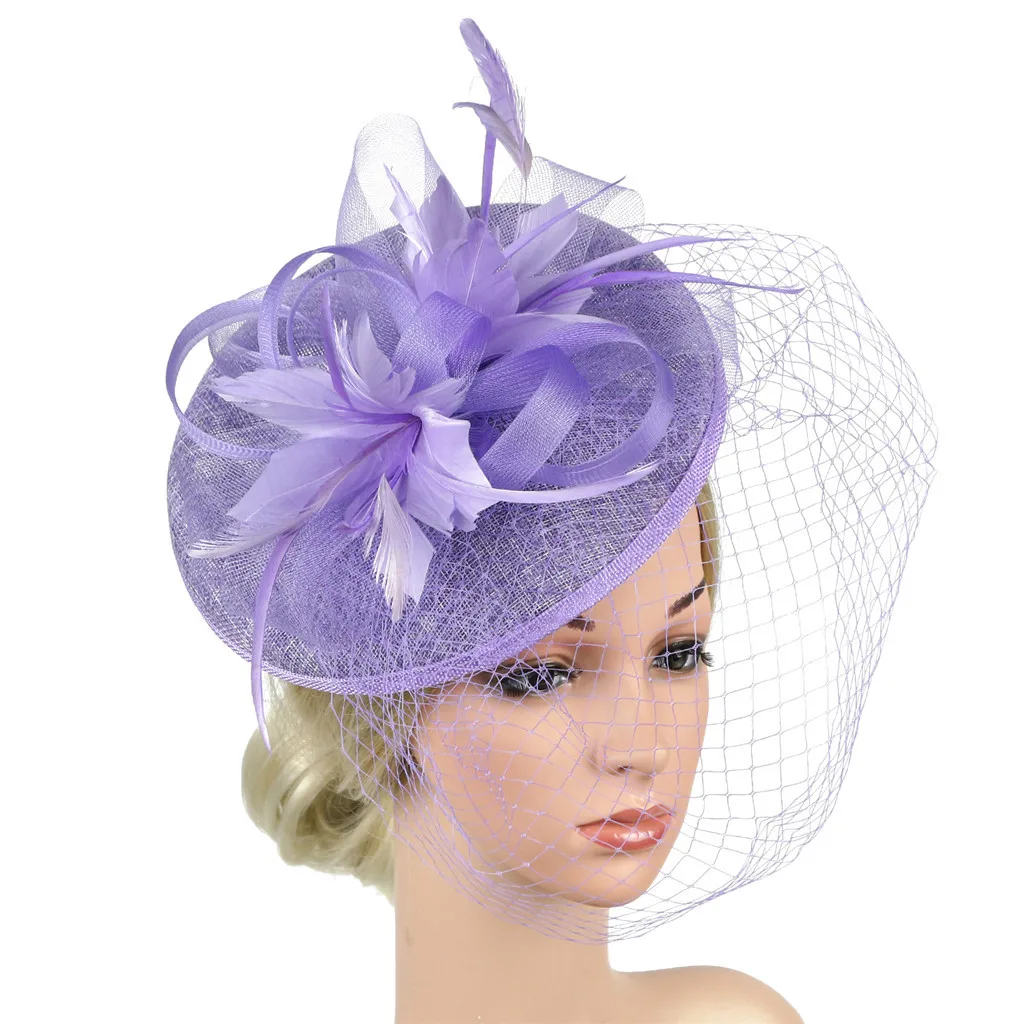 Женская элегантная шляпа на ремешке с цветами и перьями Вечерние заколки для волос аксессуары для волос Свадебные вечерние аксессуары#4