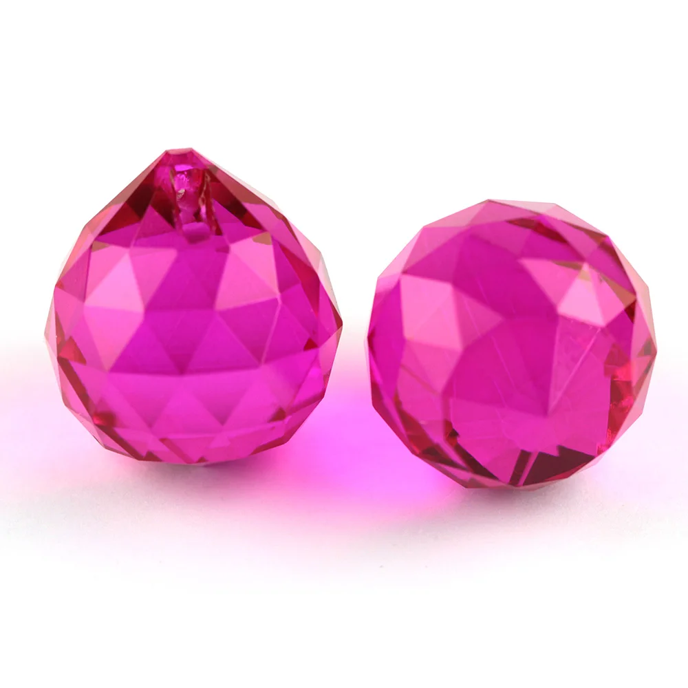 FUCHSIA Блестящие 20 шт AB, красные, розовые, синие 30 мм Хрустальные Граненые Шарики стеклянные подвесные люстры шары, запчасти хрустальной люстры для освещения - Цвет: FUCHSIA