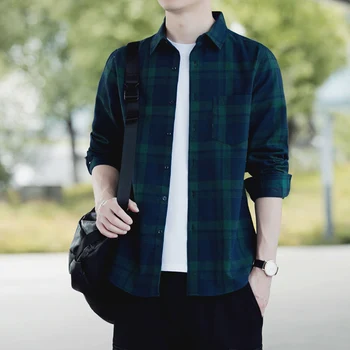 

Spring Mens Shirts Long Sleeve Plaid Shirt Casual Comfortable M-3XL Men Shirt Long Sleeve