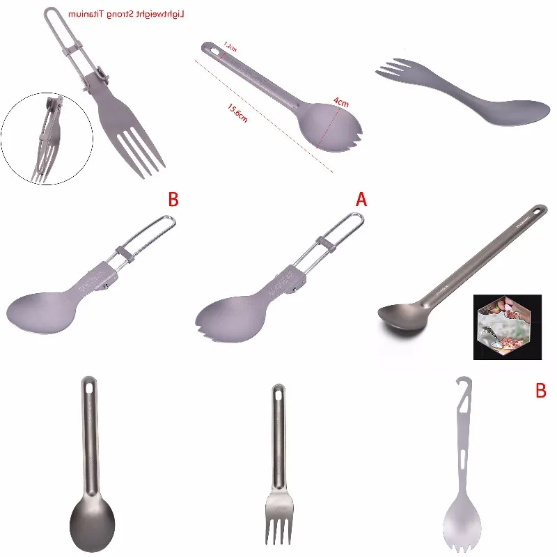 

1PCS Titanium Spoon Titanium Fork Camping Spoon Outdoor Tableware Long-handled Titanium Spoon