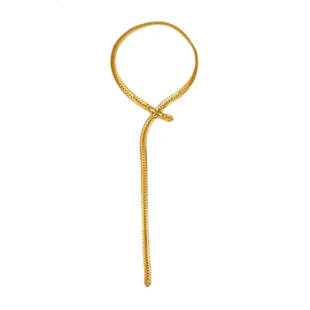 

European and American unique design adjustable thick chain necklace Hip-hop temperament gold collarbone chain female tide