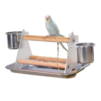 

Parrots Training Stand Pet Bird Rack Birds Comfortable Toy Bird Accessories Wood Play Stand And Stainless Steel Tray