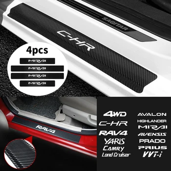 

4PCS Carbon Fiber Car Door Sill Protect Stickers Decor Decals for Peugeot 206 207 208 306 307 308 508 106 107 108 2008 3008 5008