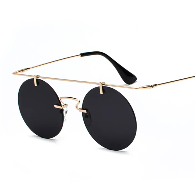 Мода солнцезащитные очки Женские водительские очки Классические круглые без оправы стимпанк Солнцезащитные очки винтажные очки наивысшего качества UV400