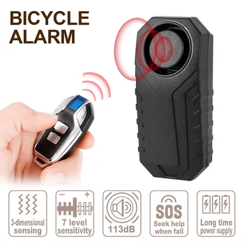 

113db Bicycle Security Lock Wireless Anti-Theft Vibration Motorcycle Bike Alerter Bell Alarm with Remote Control