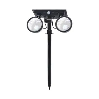 

ABS Solar Powered Lawn Lamp IP65 Waterproof Body Induction Easy Install Double Heads Wall Mounted Yard Illuminate Ground Insert