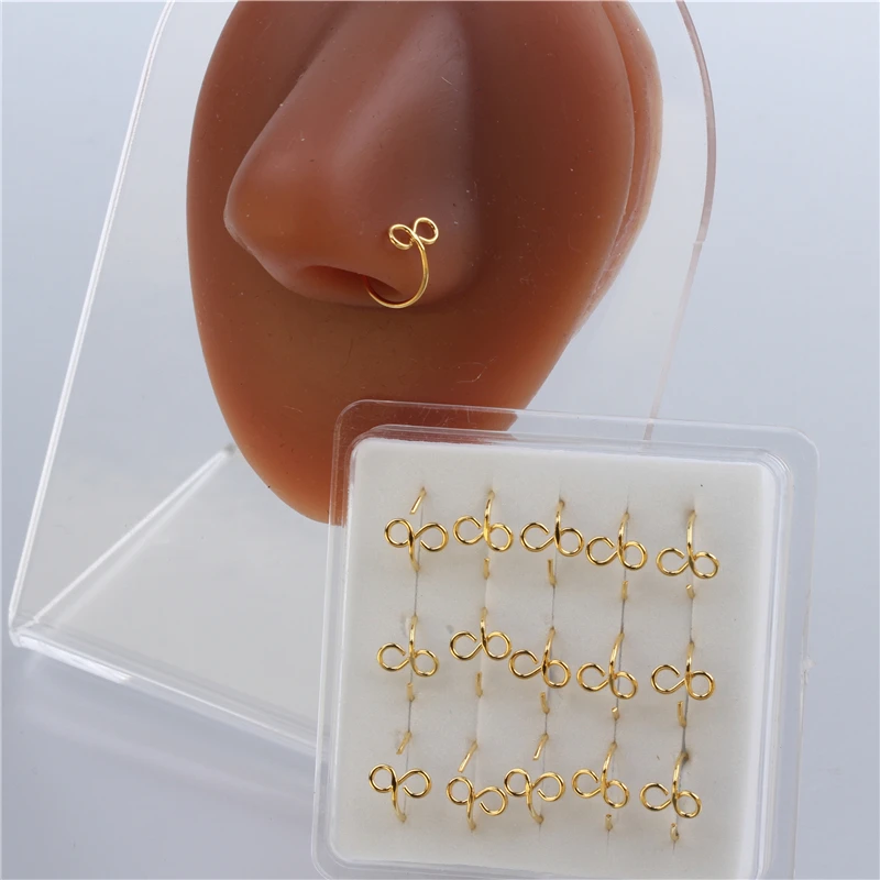 

12 Pcs African Nose Cuff Non Piercing Fake Nose Ring for Women Nose Cuff Non Piercing Ear Cuff Clip on Nose Ring Fake Piercings