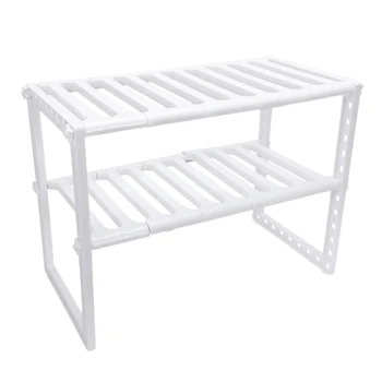 

Kitchen Rack Organiser Adjustable Removeable Under Sink Storage Tidy Shelf Unit