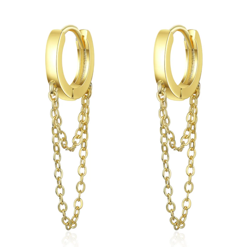 Earring Silver Jewelry Long-Chain Gold Korean Women Fashion for 925-Sterling-Silver New