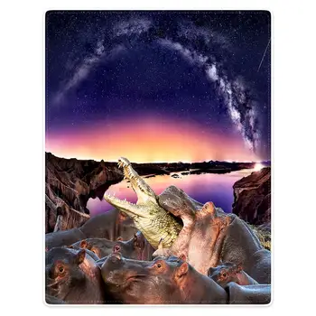 

Hommomh 60 "X80" blanket polyester material comfortable soft and portable Plush sofa blanket star Hippo pattern