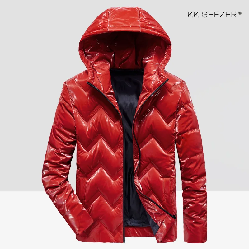Зимняя одежда; куртки-пуховики Для мужчин толстые теплые ботинки красного цвета на ветреную погоду однотонная Цвет утка Бизнес Водонепроницаемый черный Одежда высшего качества пальто с хлопковой подкладкой - Color: Red