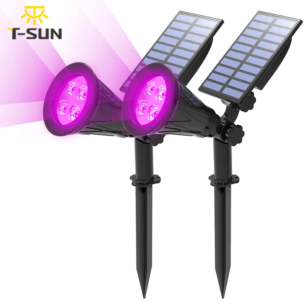 Tsunrise 2 Pack 4 Led Solar Spotlight 250lm Solar Led Light Outdoor