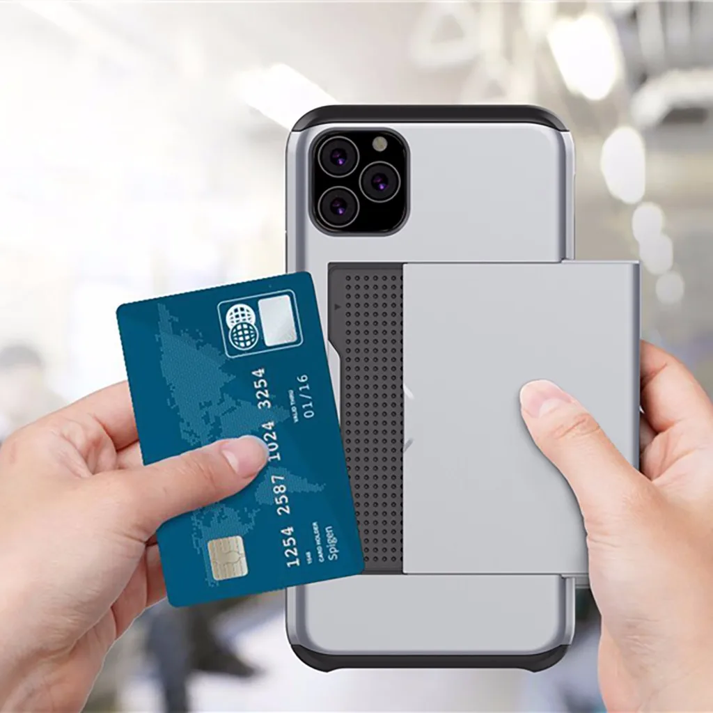 Для iphone 11 Pro Max Роскошный кошелек Гибридный скользящий кредитный держатель для