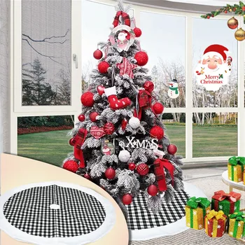 

Christmas Tree Bottom Decoration Tree Skirt Plaid Black And White Plaid Юбка Под Ёлку Vestido De Árbol De Navidad @48