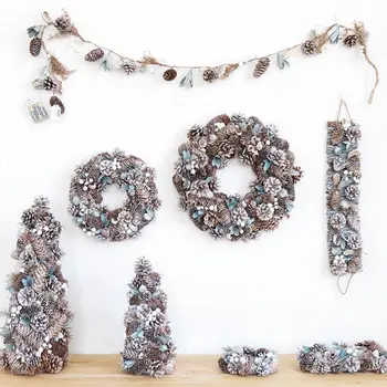 

Winter Christmas Wreath Artificial Pine Cone Pine Needle Harvest Wreath for Front Door Foyers Shop Windows Fireplaces Walls New