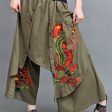 Винтажная Женская длинная юбка в стиле хиппи с цветочной вышивкой; сезон осень-лето; женские юбки; falda largas mujer jupe femme
