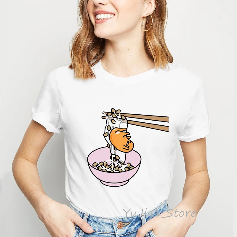 Есть ли у нас только для того, чтобы надпись Gudetama принт Забавные футболки для женщин ленивый яйцо футболка femme 90s одежда tumblr Графический Тройники - Цвет: Y81722