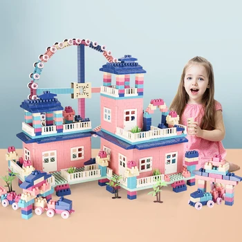

Children's Granule Plastic Plug-in Scene Castle Building Blocks Baby Assembly Bricks Educational Toys for Kids Gifts