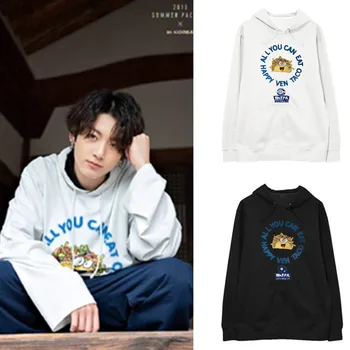 

Kpop Bangtan Boys Jung Kook The Same Hooded Loose-Fit Jacket Plus Velvet Thin Men and Women Spring and Autumn